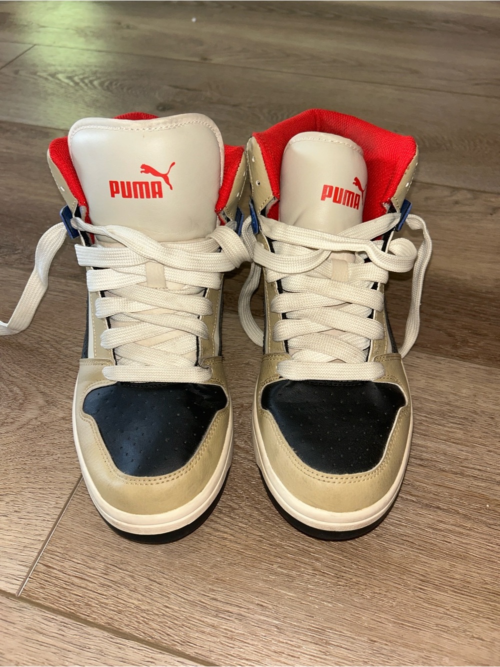 Puma Kids High-Top Sneakers in White, Black & Red Accent excellent condition 7
